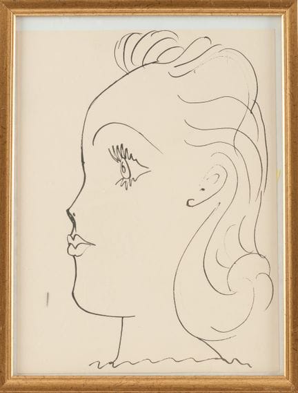 据巴勃罗·毕加索（1881-1973）作品
《女子侧影》
未署名的石版画，复刻自巴勃罗·毕加索的素描