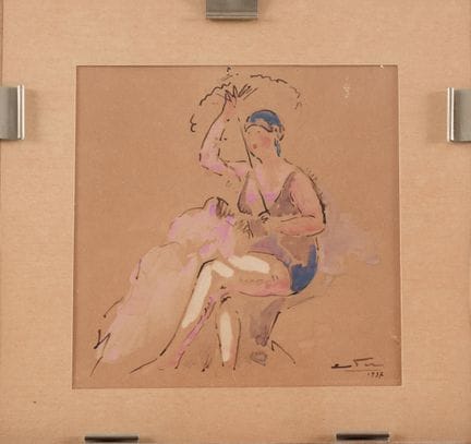 爱德华·费尔（1887-1959） 
撑伞的女子
纸本水墨与水粉
右下角签名并标注1937年
画心尺