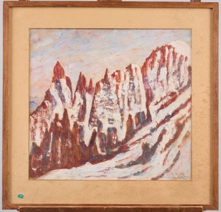 乔治特·阿古特（1867-1922）
蒙布朗——巨人山口
纸本油画，粘贴于硬纸板上
右下角有签名、地