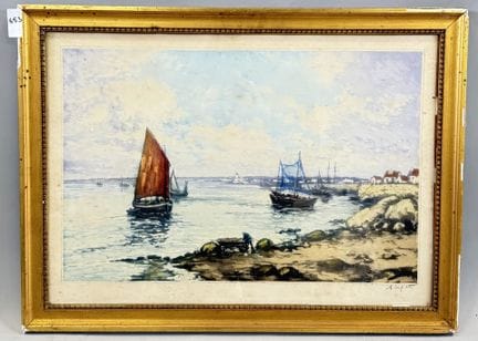 阿尔方斯·拉菲特（1863-1936）
帆船
彩色版画
右下角签名
高 34 × 宽 52.5 厘米