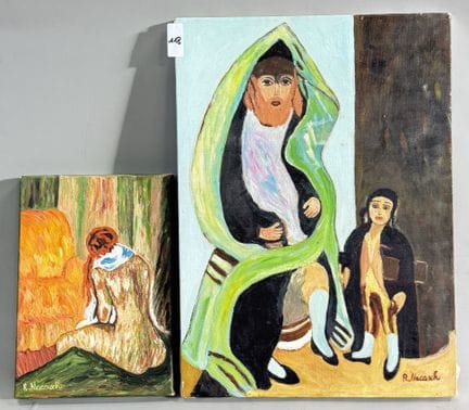 R. NACASCH
裸女 
布面油画 
底部签名 
高 27 × 宽 19 厘米 

据曼内·卡茨