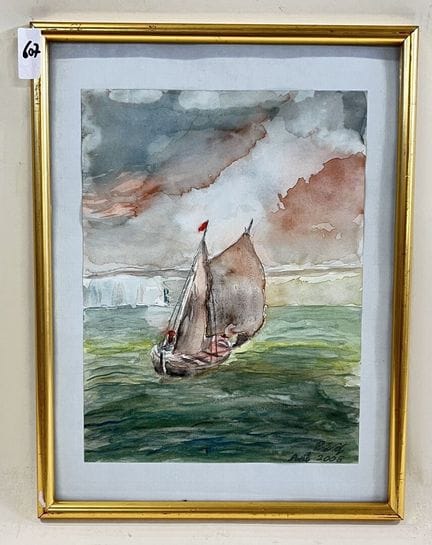 弗雷德里克-普沃特 
"海岸附近 
水彩画。 
右下方有签名。 
日期为 2008 年 4 月。 
