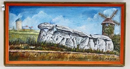 弗雷德-伯纳德（1969-）。 
布列塔尼的墓穴。 
布面油画。 
右下方有签名。 
高 39 x 