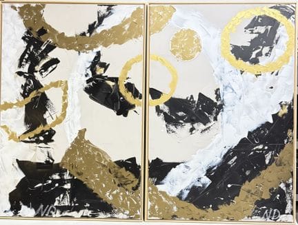 娜迪亚·亚历山娜·德米亚诺祖克（1964-）
当代抽象双联画
布面油画
右下角签名
高 130 × 