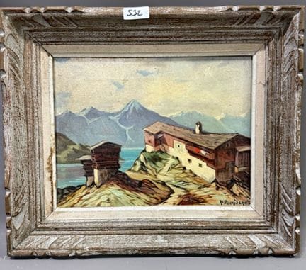 勒内-邦德内（第二十世） - 山中小屋
布面油画
右下方有签名
背面注明日期 1963
高 28 x