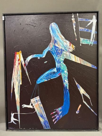 Tatiana BOLOTINA - 黑色背景上的自画像
铝板油画，左下方有签名
高 130 x 宽