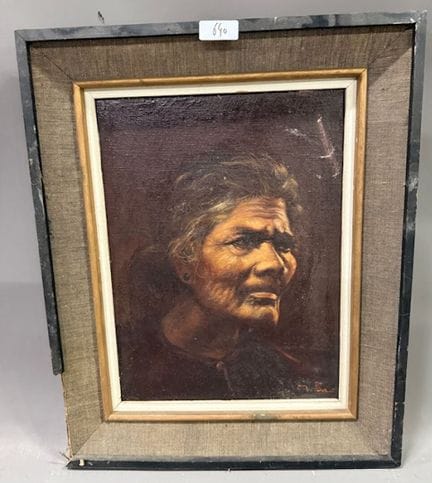 V BA - 老妇人肖像
布面油画
右下方有签名
高 39 x 宽 28 厘米
(REF 640)