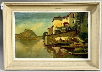 A. 马蒂厄 
沿海村庄 
油画，画于硬纸板上 
右下角签名 
高 35.5 × 宽 55.5 厘米