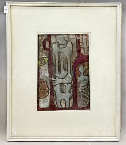 埃米尔·梅雷阿努（1903-1991）。
抽象构图
粉彩 
高 48 × 宽 33 厘米。
（有破损