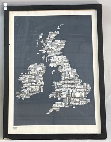 Mapa tipográfico del Reino Unido. 
Lámina impresa
