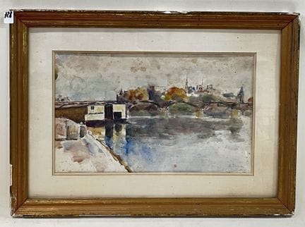 勒内-汤姆森（1897-1976 年）
艺术桥景观。 
水彩画。 
右下方有签名。 
日期为 194