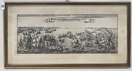 Uref VAN PERS ? 
1658 年瑞典和荷兰步兵的遭遇战。 
黑色版画。
右下方有签名。