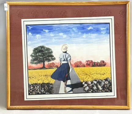 PREAUT？
手持玫瑰的年轻女子。
拼贴画，综合材料
右下角签名
日期：1988年5月9日
高40