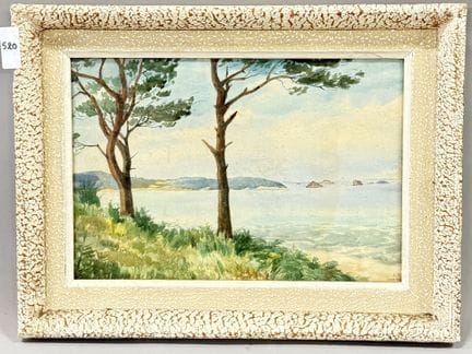 E.M 
《卡朗泰克》
水彩画 
右下角有题名 
右下角有签名 
高 23 × 宽 33.5 厘米 