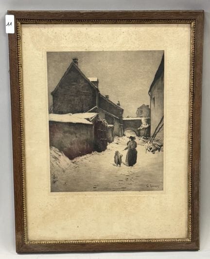 安东尼奥·乔治·洛皮斯吉奇（1854—1913） 
雪景。
版画。
右下角有签名。
高 52 × 宽