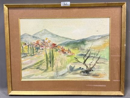 Eléonor LECLERC - 乡村风光
水彩画
右下方有签名
高 28 x 宽 39 厘米
(