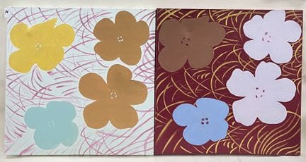 埃斯特-格纳西亚（Esther GUENASSIA，1967-）。 
两幅花卉抽象画。 
布面油画。