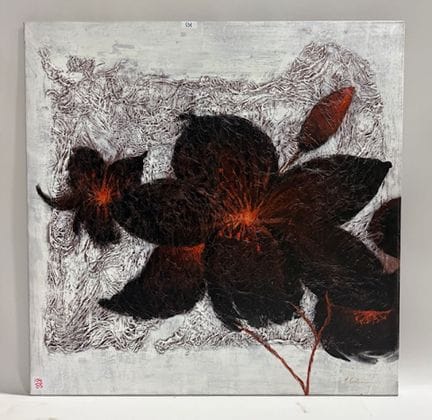 M COLEMAN - 白底黑花
布面油画，右下方有签名
高 100 x 宽 100 厘米
(REF