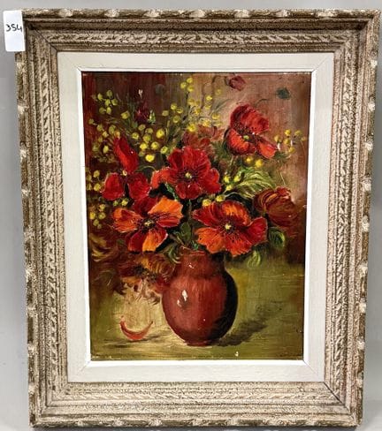 罂粟花束 
油画，画于硬纸板上 
高 34.5 × 宽 27 厘米 
(354)