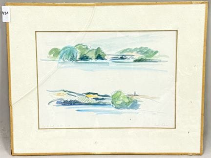 纳迪·费乌兹
《洛特河畔》
水彩画
左下角标有标题
右下角签名
左下角标注日期：2005年7月
高2