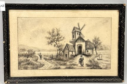 J. MASSONNEAU 
Vista de un molino 
Dibujo 
Firmado