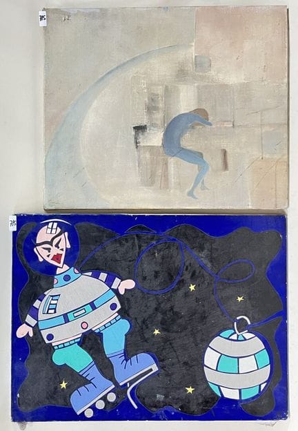 20 世纪法国画派？ 
抽象构图。 
布面油画。 
高 54.5 x 65 厘米。 

背面：PAS