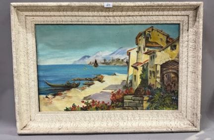 马滕滕纳 - 希腊海滨风景
布面油画，右下方有签名
高 48 x 宽 77 厘米
(REF 657)