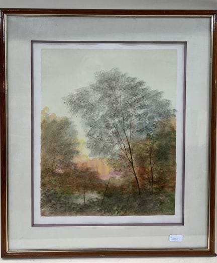 亨利-特里贝尔 - 池塘景色
水彩画，左下方有签名
高 56 x 宽 44 厘米
(REF 271)