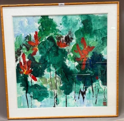 一束鲜花
纸上水粉画，右下方有表意文字
右下
高 65 x 宽 66 厘米
(REF 649)