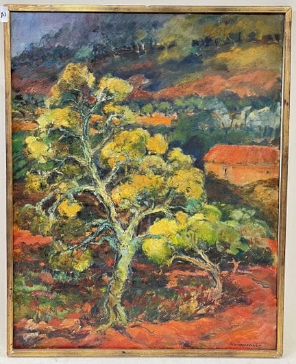 妮可-德-福梅瓦尔（1940-）。 
"La grange aux Moines》。 
布面油画。 