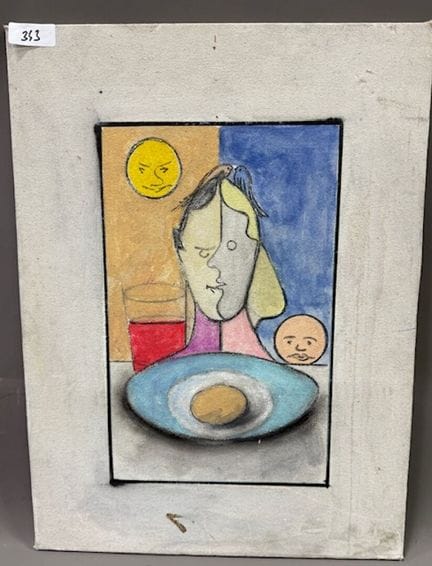 马克-贝维尼 - 有鸡蛋的静物画
油画布、铅笔和水彩画
高 51 x 宽 39 厘米
(REF 34