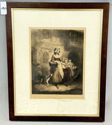 据E.WHEATLEY原画，I.SCHIAVONETTI绘制。
“两束一便士的报春花”
彩色版画 
