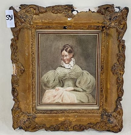19 世纪法国学校
一位年轻女性的肖像。 
水彩画。
高 17 x 宽 13 厘米。 
(591)