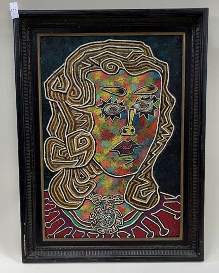A.凡图拉 
女性肖像。 
布面油画。 
右下方有签名。 
背面日期为 1962 年 7 月。 
高