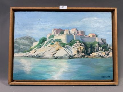 《山丘》——一座防御性村庄的景色
木板油画
右下角有签名
高 32 × 宽 55 厘米
(REF 6