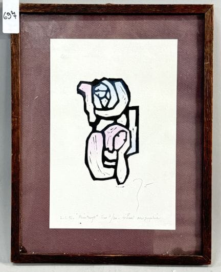 《春天》 
石版画 
编号 7/30 
喷枪上色 
左下角标注日期 2.1.96 
高 22.5 ×