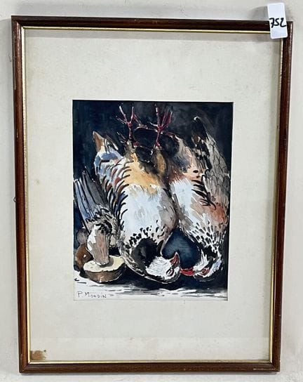 皮埃尔·蒙丹
《牛肝菌与鹧鸪静物画》。
水彩画。
左下角有签名。
高 23.5 × 18.5 厘米。