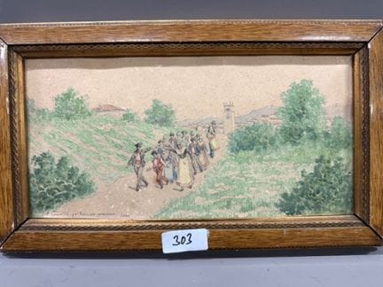 A GRUVELLIE - Arlesian Farandole
水彩画 
左下方有签名，日期为 1