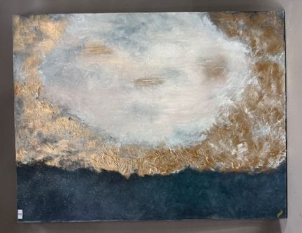 Sayah DOUKNI ?- 金色的云
布面油画，右下方有签名
高 90 x 宽 116 厘米

