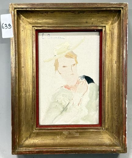 埃米尔·布诺（1902-1970）
《戴帽男子肖像》
布面油画
左上角签名 
画作背面题字：“生于阿