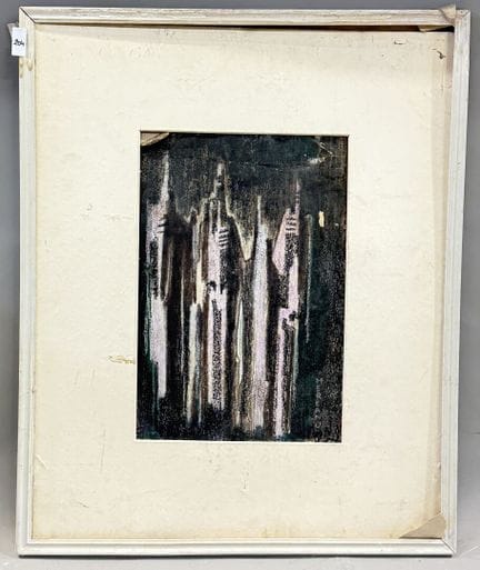 埃米尔·梅雷阿努（1903-1991）。
抽象画作。
粉彩与油性铅笔。 
右下角签名。
高 47.5