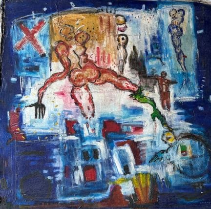 DOMINIQUE ZINKPE 生于 1969 - 无题
布面油画，右下方有签名
尺寸：高 164