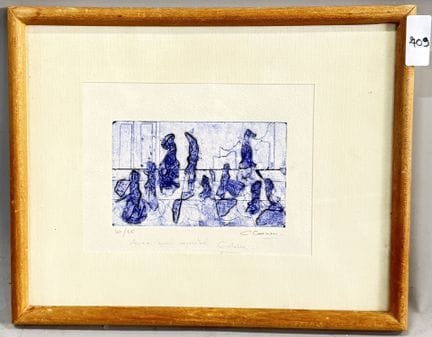 C.COENEU
蓝色人物 
石版画 
右下角签名 
左下角标注编号 10/25 
题词：“致以我的