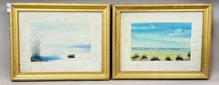 一套包含两幅海滨与池塘风景画的作品。
水彩画。
高 19 × 宽 28 厘米。
(8168)
(40