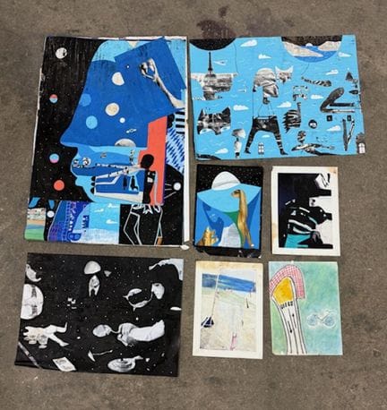 Tatiana BOLOTINA - 七幅增强拼贴画和素描
(潮湿的痕迹）
高 104 x 宽 70