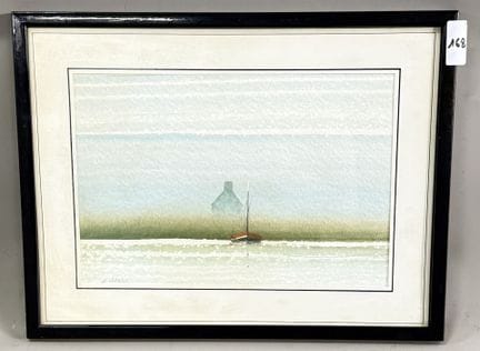 查尔斯·坎比耶（1947-）
雾中的海景  
水彩画 
左下角有签名 
高 20.5 × 宽 30.