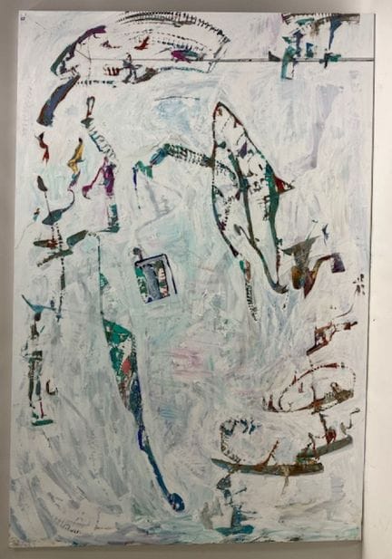 Tatiana BOLOTINA - 抽象构图，白色背景
布面油画，左下方有签名
高 95 x 13