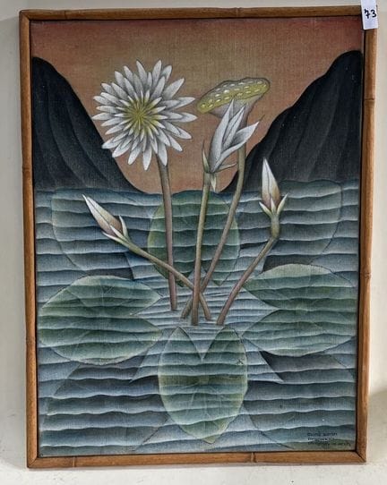 duiny batan pangosekan 艺术家社区。 
睡莲 
布面油画。 
右下方有签名。 