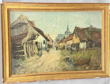 G. V HAMERY 
村庄街景 
布面油画 
右下角有签名
高 80 × 宽 120 厘米 
（
