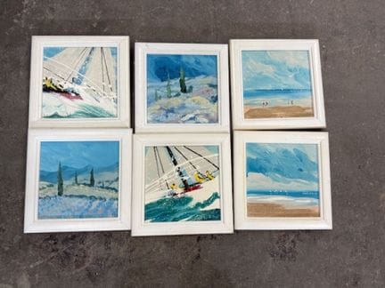 普罗旺斯海滨、船只和风景六景组画
油画
20 x 20 厘米。 
(REF 85)